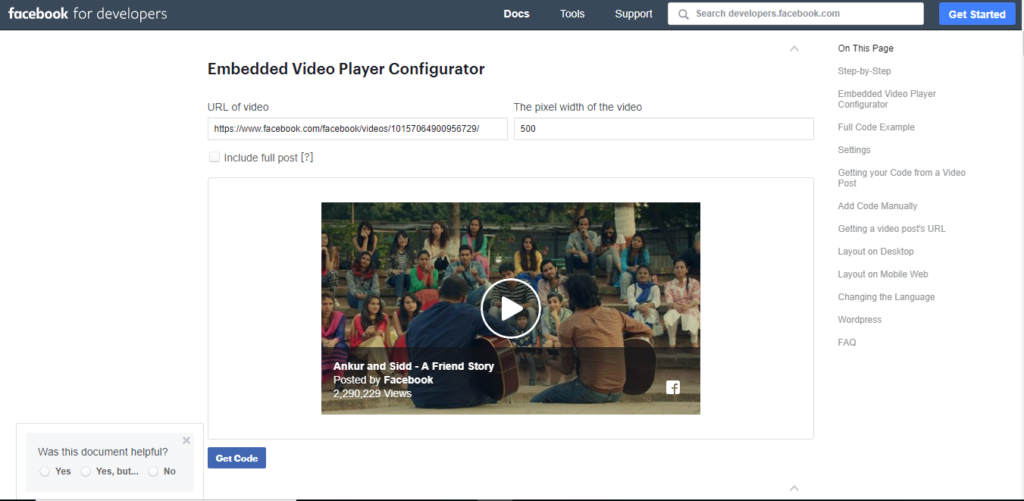 facebook video embed generator